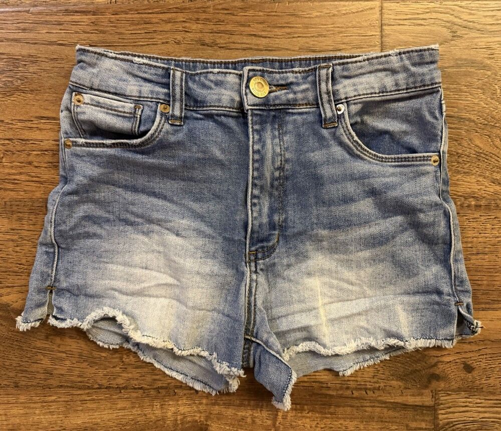 STS Blue Aubrey High Rise Denim Shorts Womens 25 Blue Raw Hem Stretch Cutoff